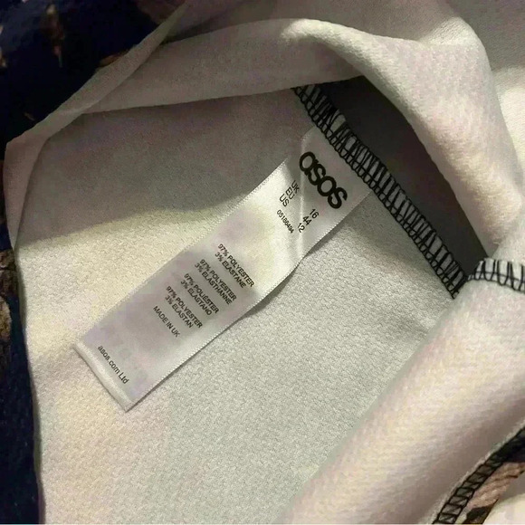 ASOS Blue Floral Spaghetti Strap Ruffle Knee Length Dress Size 12 - Picture 4 of 5